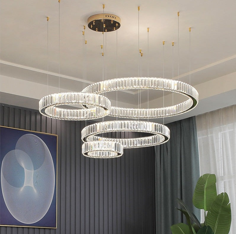 Justine - Moderne Glas-Kristall-Ring-Kronleuchter