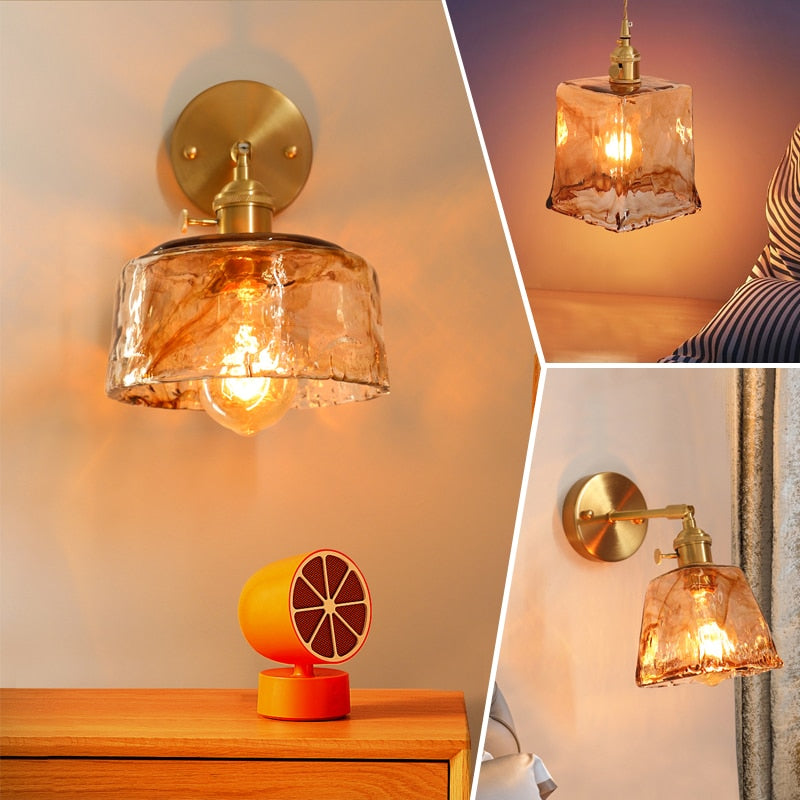 Vintage Handgeblasene Glas-Wandlampen