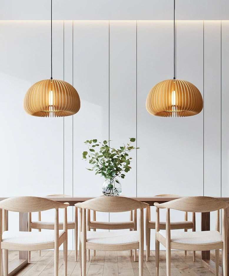 Handgefertigte Japanische Holz Pendelleuchte