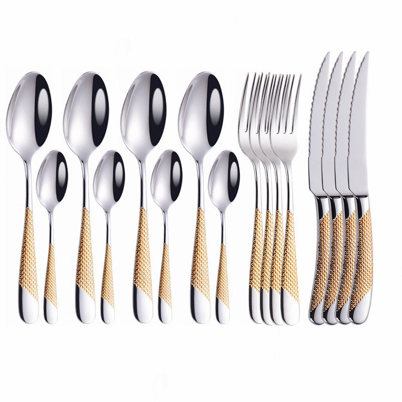 Moderne Silberbesteck-Set mit Strukturgriffen
