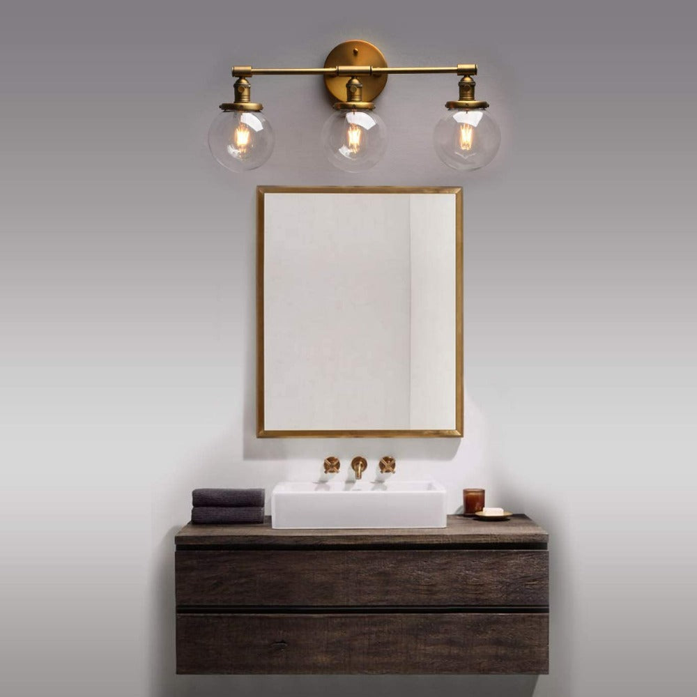 Drei-Birnen Deacon Glas-Globus Wandleuchte