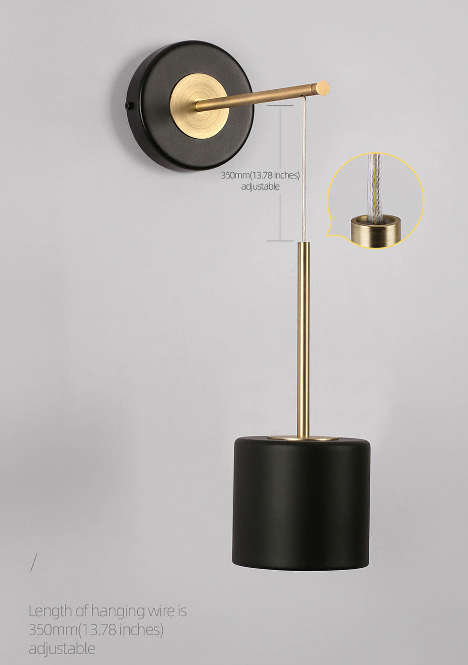 Corbin - Moderne Wandlampe mit schwarzen und Messing-Akzenten