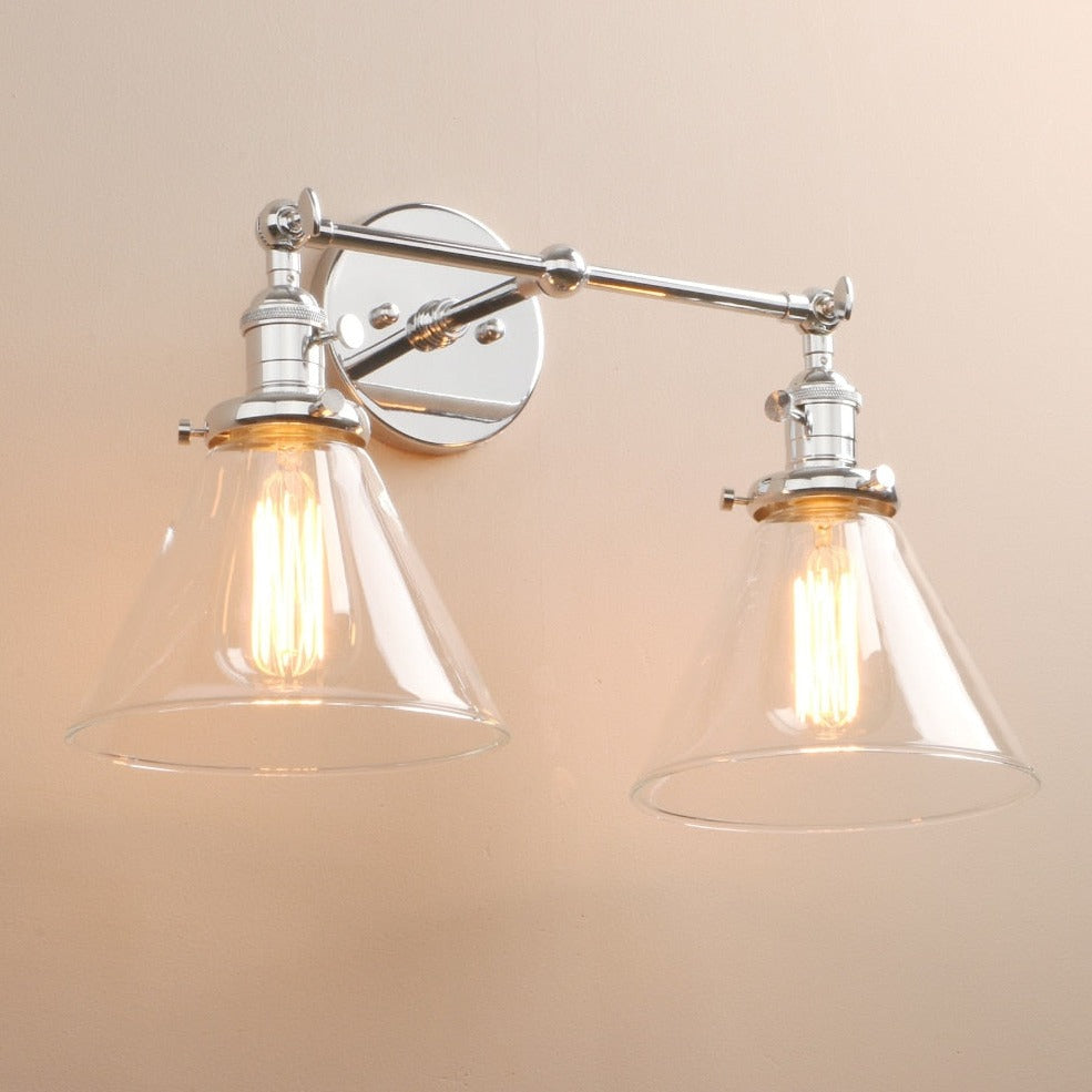 Zwei-Birnen Franklin Vintage-Wandlampe