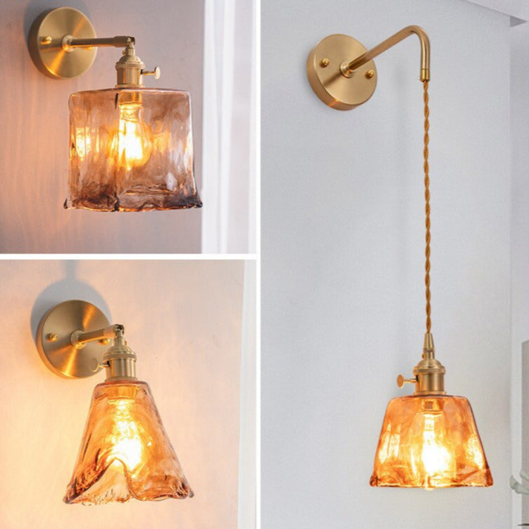 Vintage Handgeblasene Glas-Wandlampen