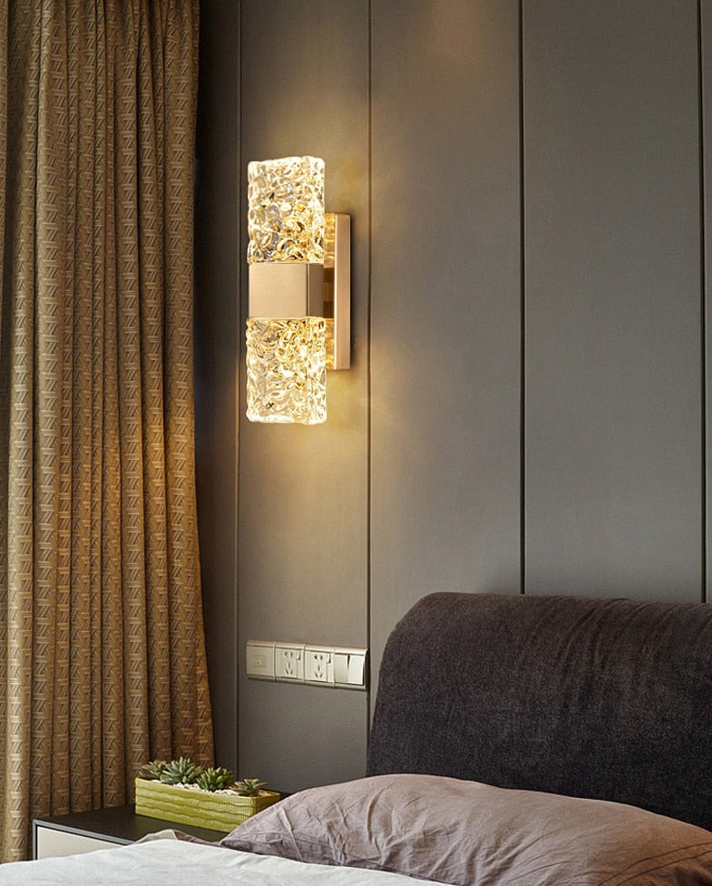 Roma - Textured Glass Crystal Wall Sconce