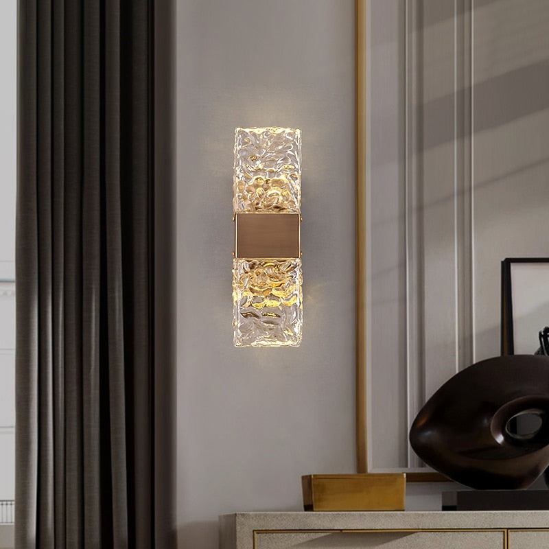 Roma - Textured Glass Crystal Wall Sconce