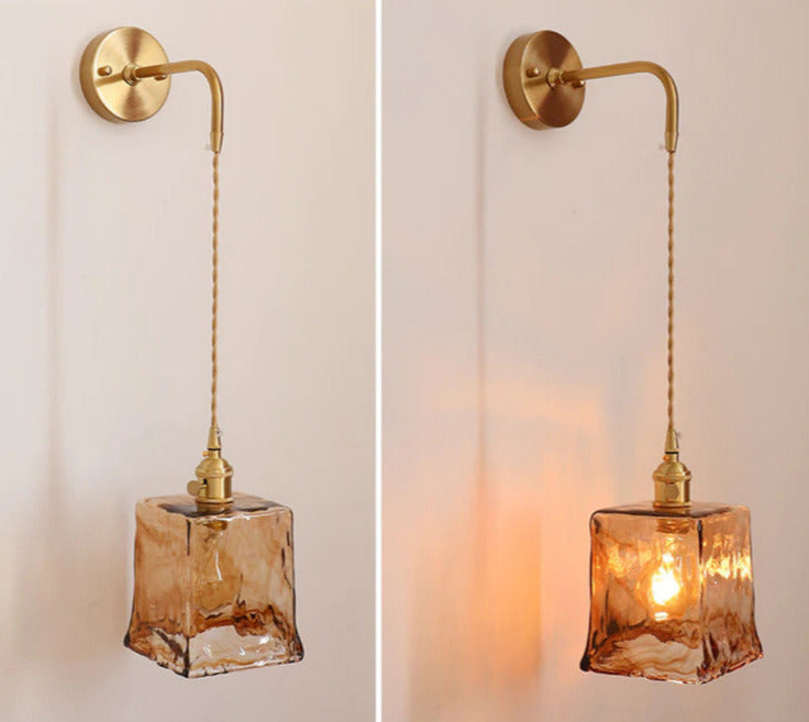 Vintage Handgeblasene Glas-Wandlampen