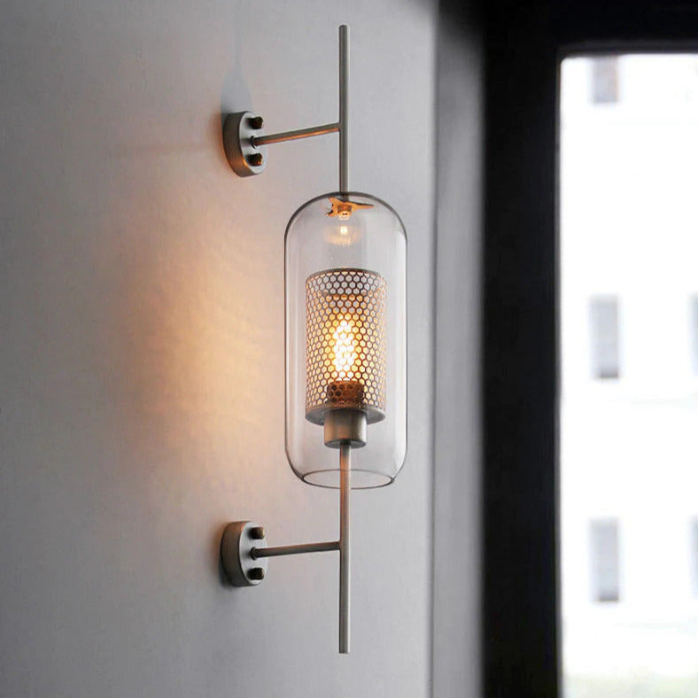 Adriel - Moderne Honigwaben-Messing & Glas Wandleuchte