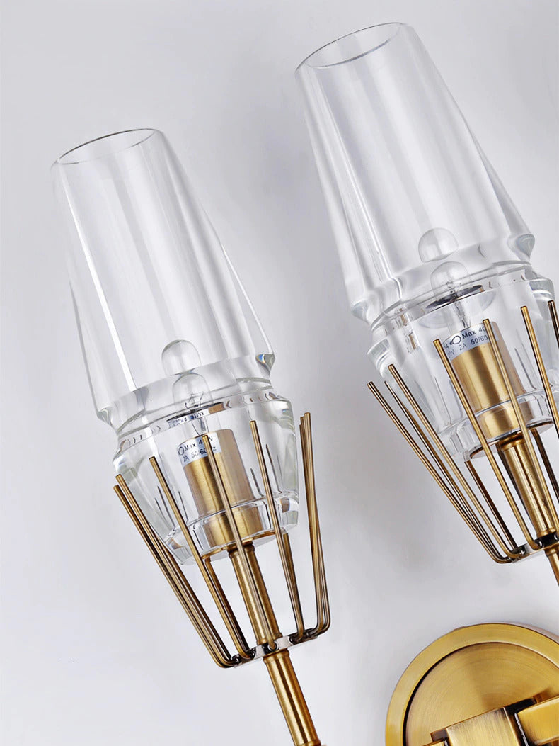 Nordische Messing-Wandlampen mit Einzel- und Doppelbirne