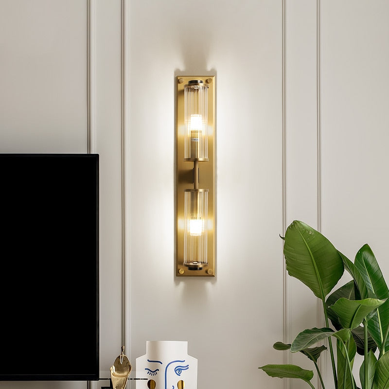 Tereza - Kupfer & Glas Säulen Wandleuchte