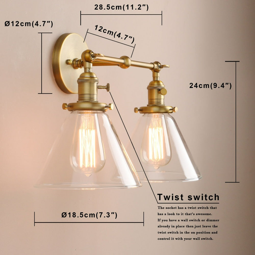 Zwei-Birnen Franklin Vintage-Wandlampe