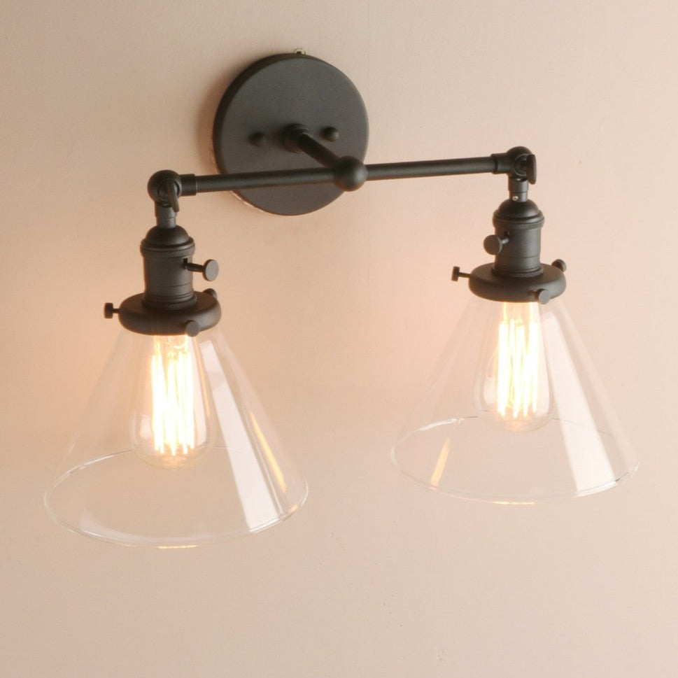Zwei-Birnen Franklin Vintage-Wandlampe