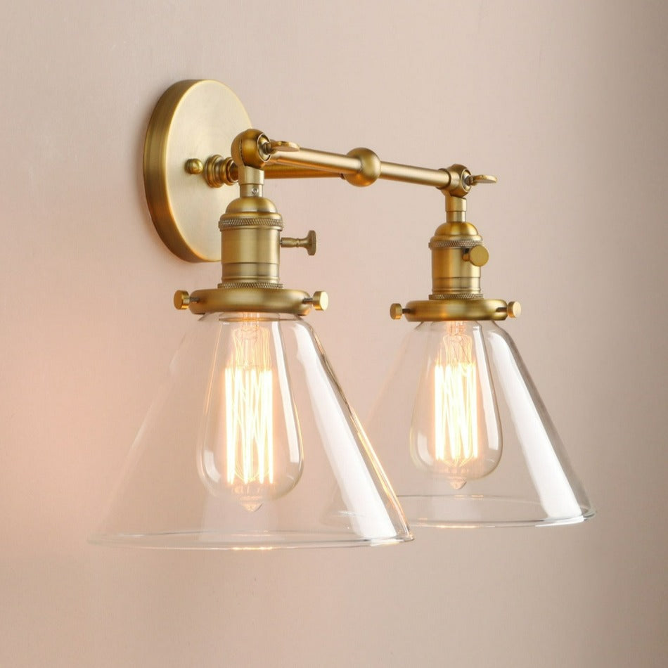 Zwei-Birnen Franklin Vintage-Wandlampe