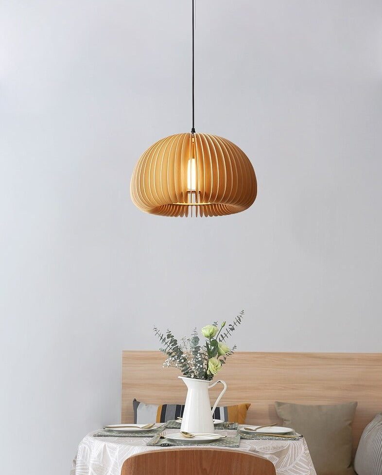 Handgefertigte Japanische Holz Pendelleuchte