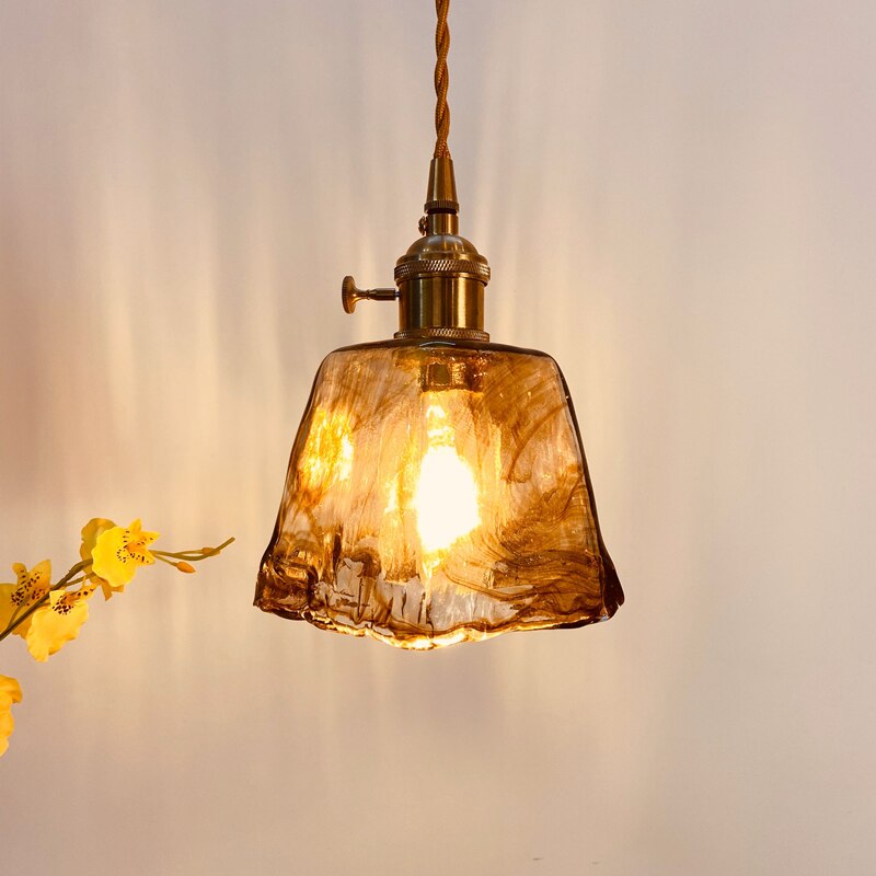 Vintage Handgeblasene Glas-Pendelleuchten