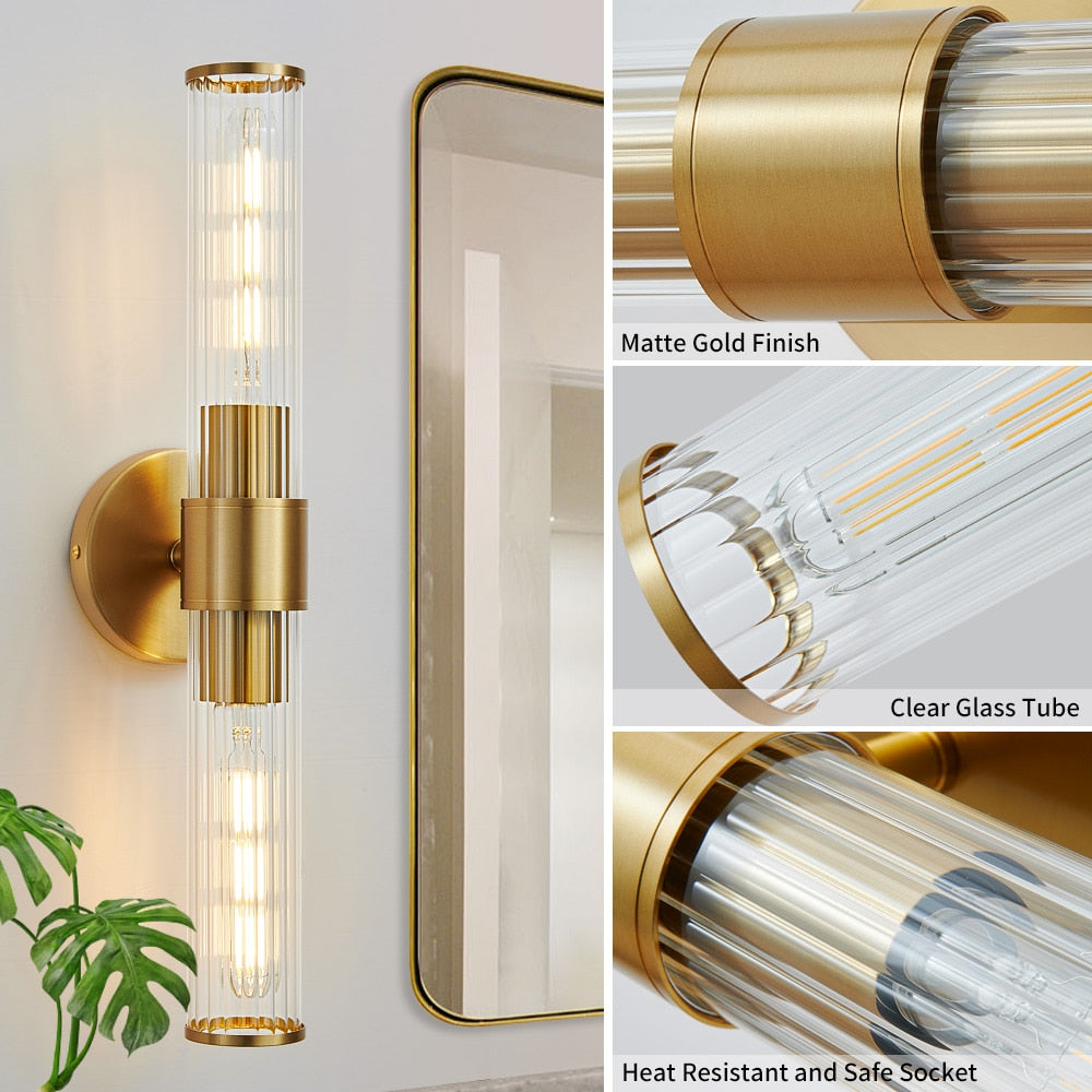 Zwei-Glühbirnen Wellen-Glas Wand-/Vanity Sconce