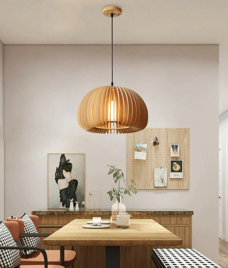 Handgefertigte Japanische Holz Pendelleuchte