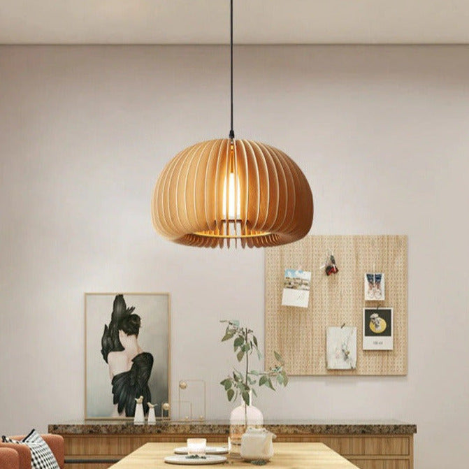 Handgefertigte Japanische Holz Pendelleuchte