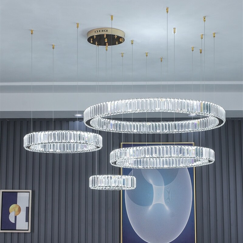 Justine - Moderne Glas-Kristall-Ring-Kronleuchter