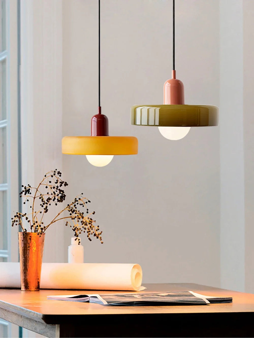 Bauhaus-Stil bunte Glas-Pendelleuchten