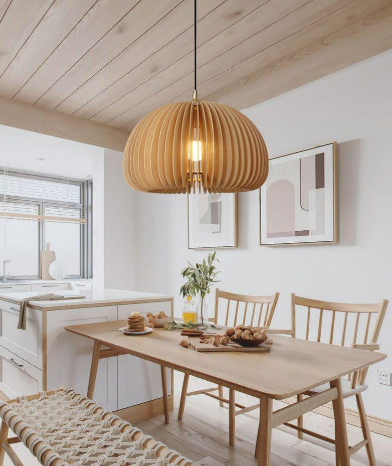 Handgefertigte Japanische Holz Pendelleuchte
