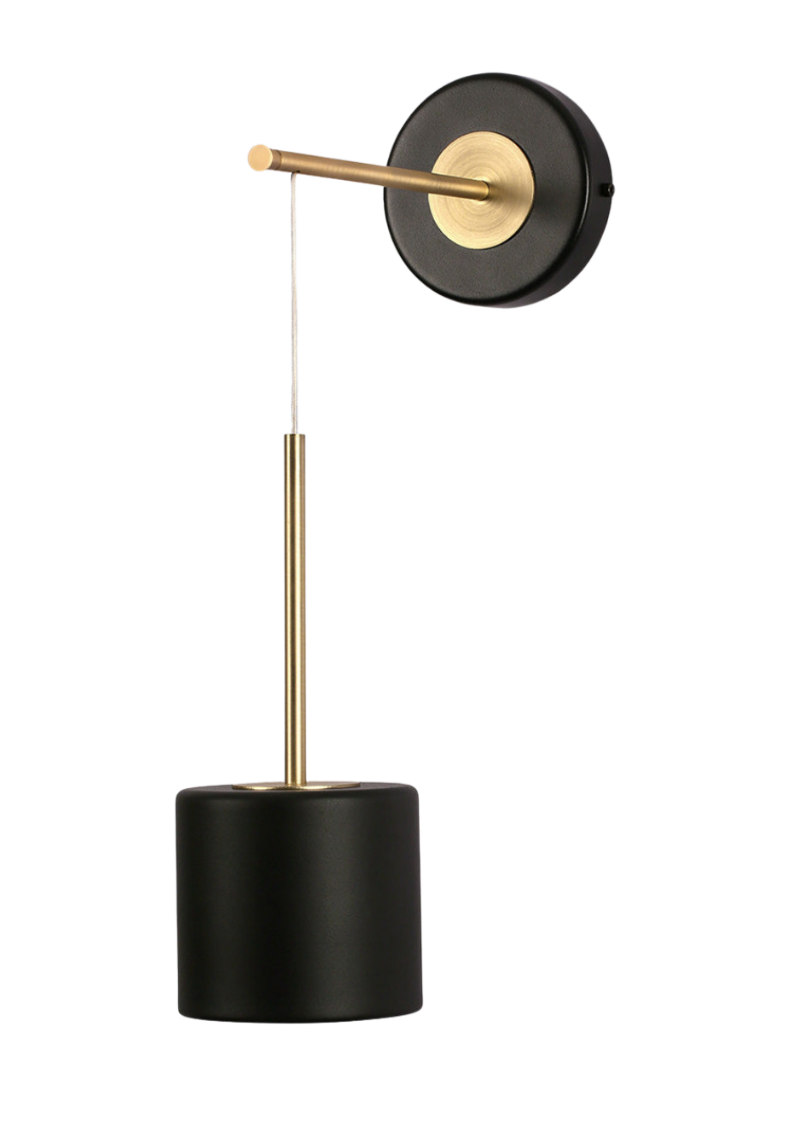 Corbin - Moderne Wandlampe mit schwarzen und Messing-Akzenten