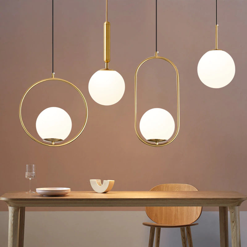 Moderne Frosted Glass Globe Pendelleuchten