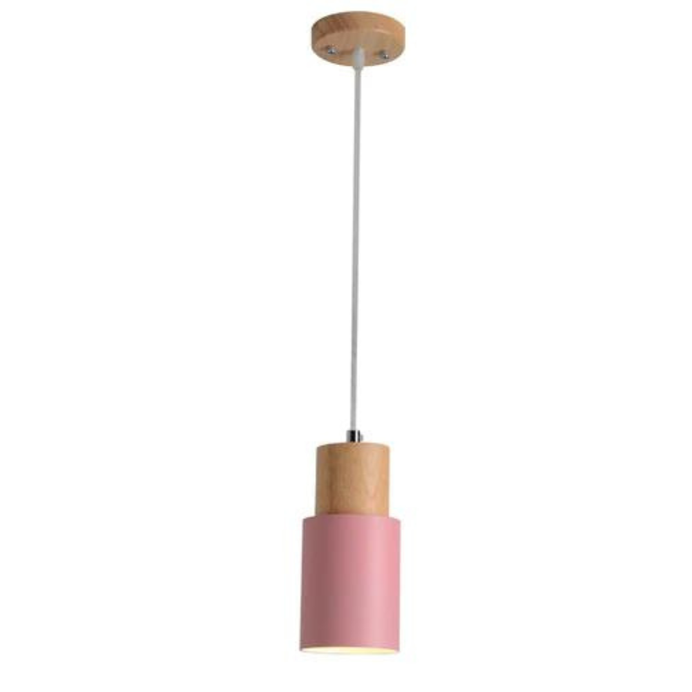 Bunte Nordische Pendelleuchte mit Holzbasis