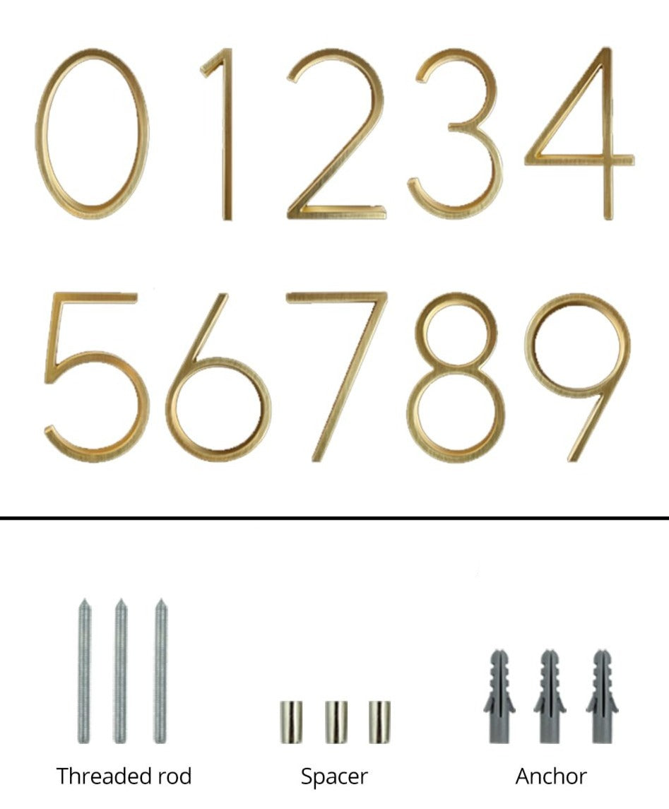 Moderne Hausnummern in Gold