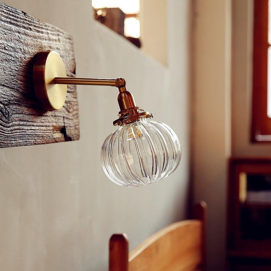 Rustikale japanische Glas-Wandlampe