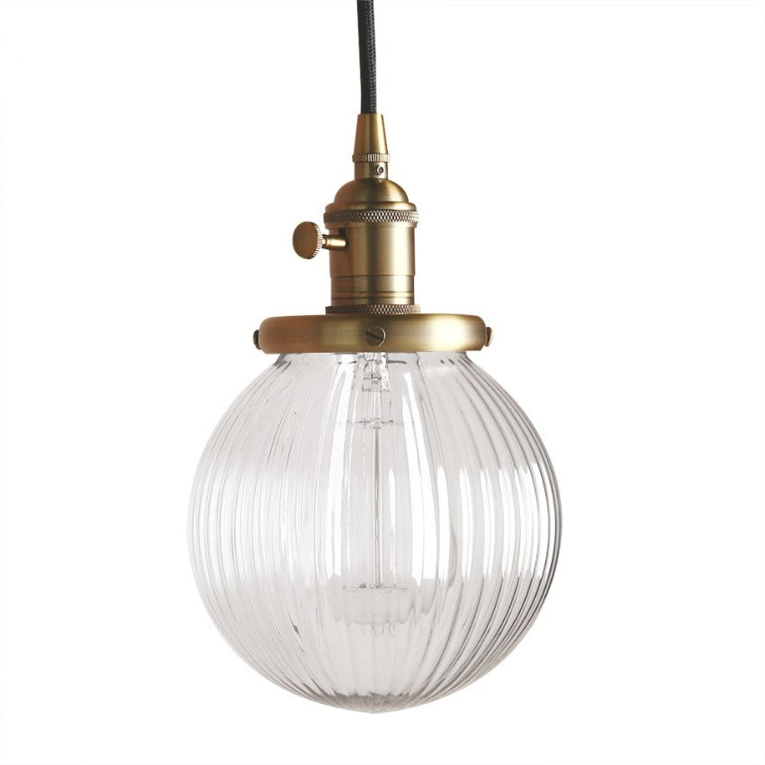 Vintage Texturierte Glas-Globus Pendelleuchten