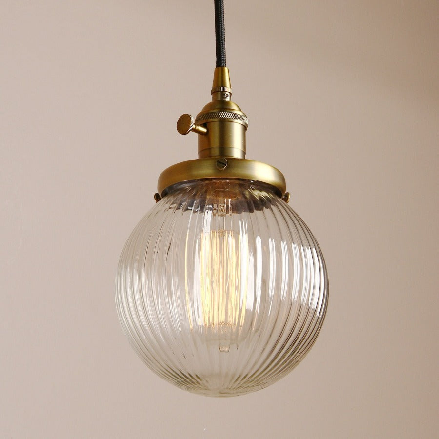 Vintage Texturierte Glas-Globus Pendelleuchten