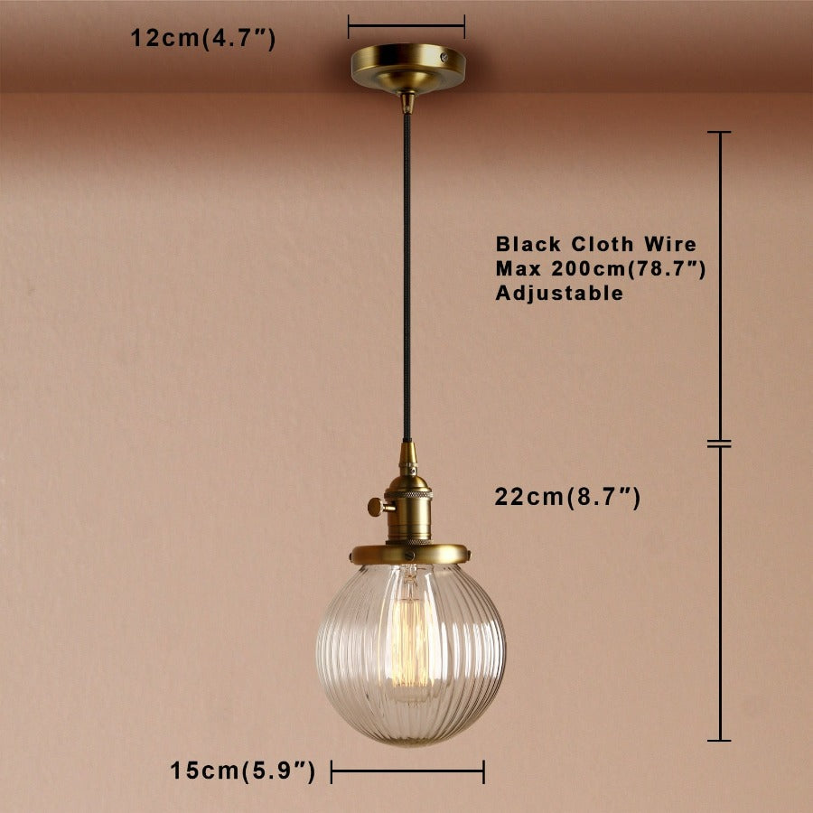 Vintage Texturierte Glas-Globus Pendelleuchten
