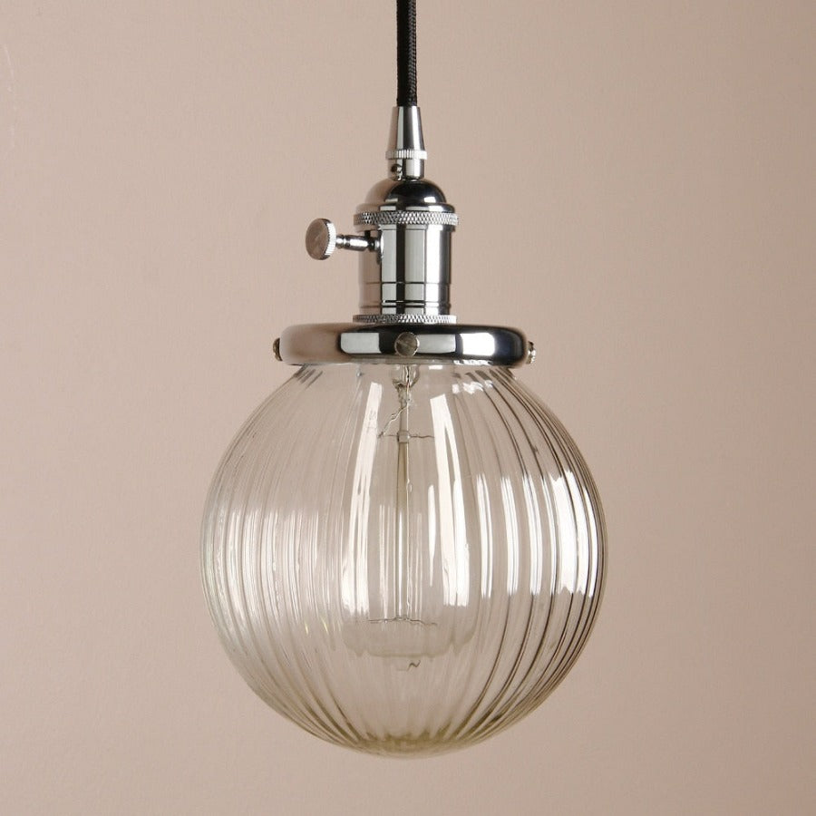 Vintage Texturierte Glas-Globus Pendelleuchten