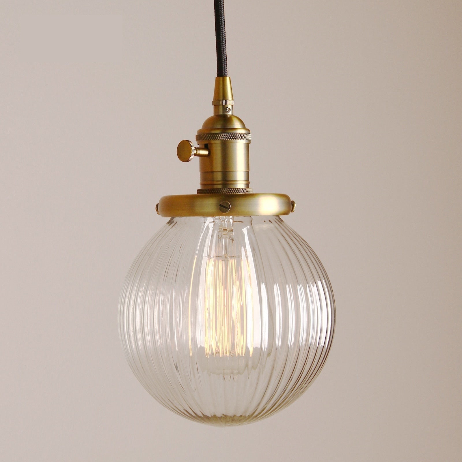 Vintage Texturierte Glas-Globus Pendelleuchten