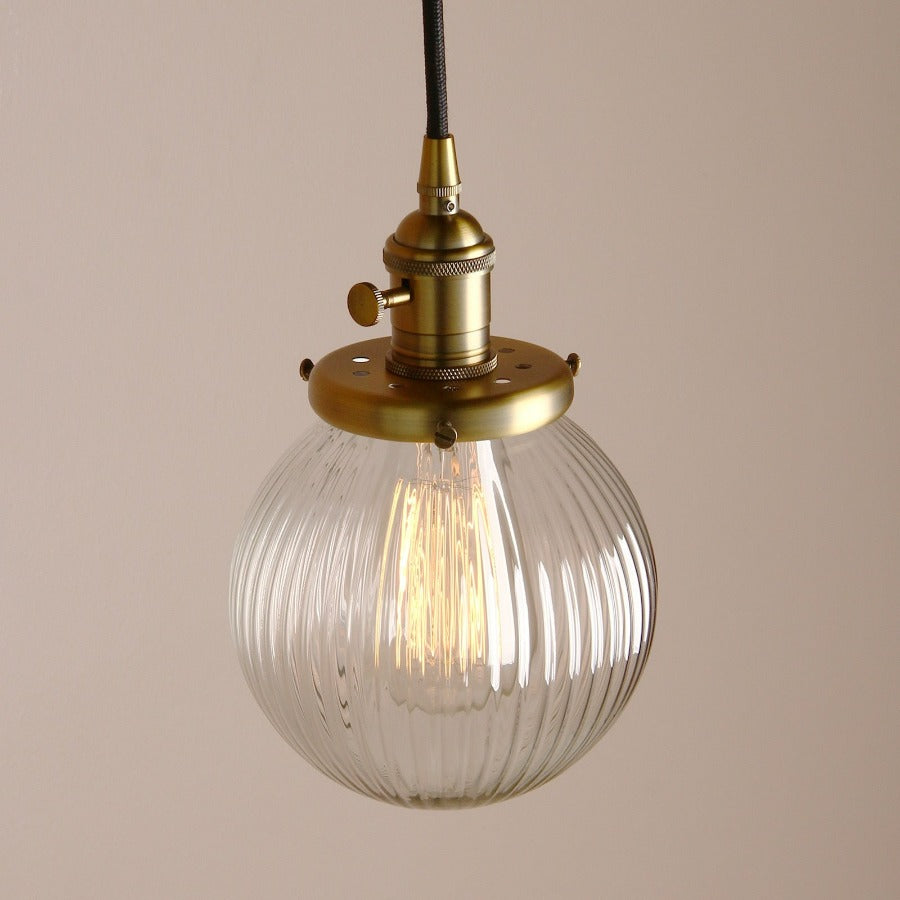 Vintage Texturierte Glas-Globus Pendelleuchten