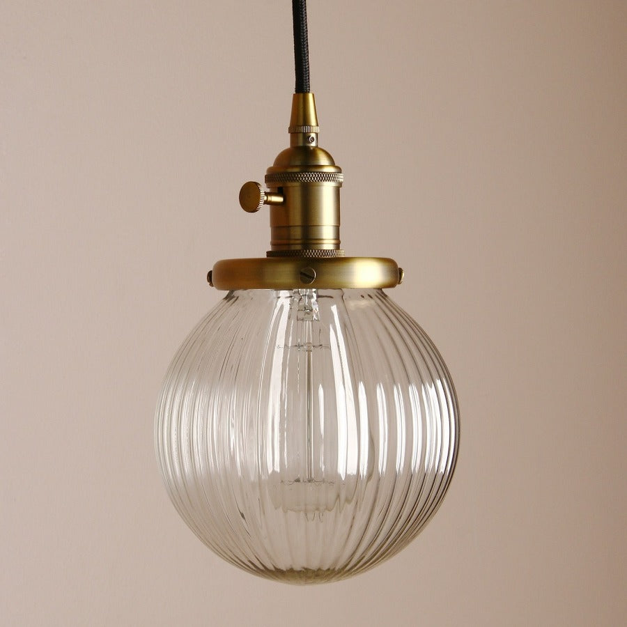 Vintage Texturierte Glas-Globus Pendelleuchten