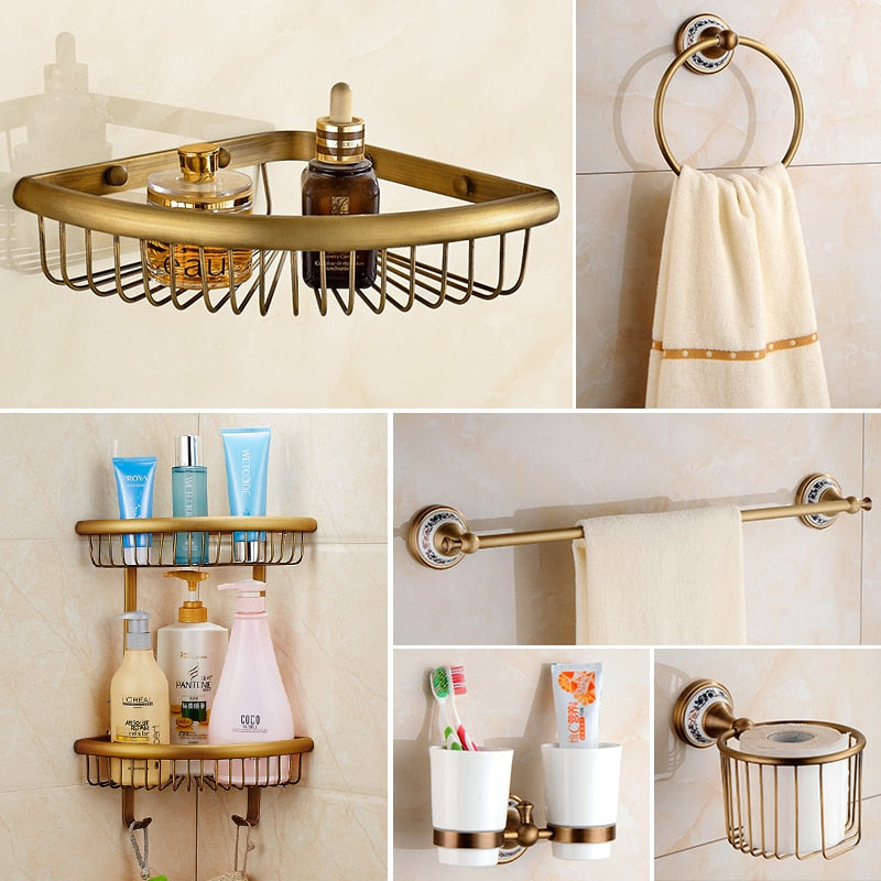 Antike Messing-Badezimmer-Set