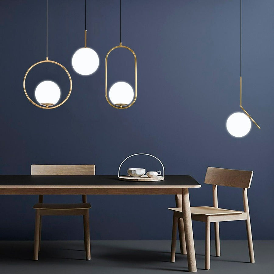 Moderne Frosted Glass Globe Pendelleuchten