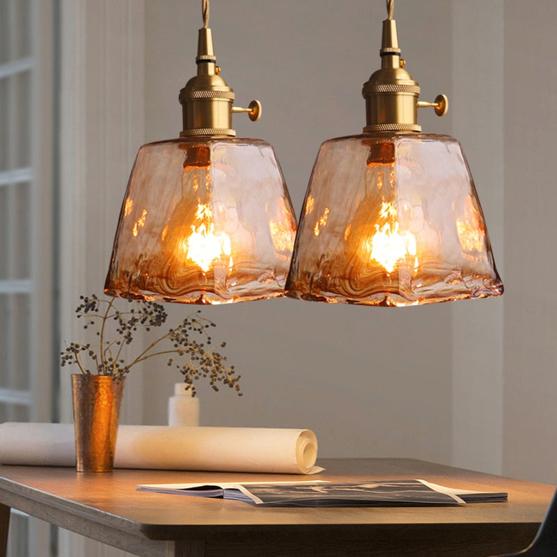 Vintage Handgeblasene Glas-Pendelleuchten