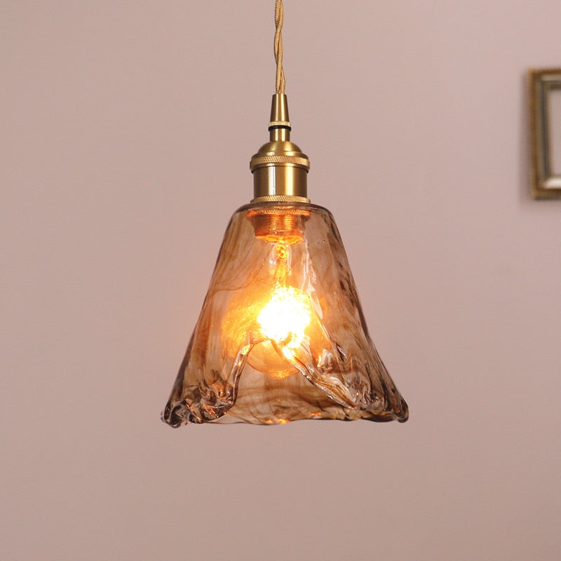 Vintage Handgeblasene Glas-Pendelleuchten