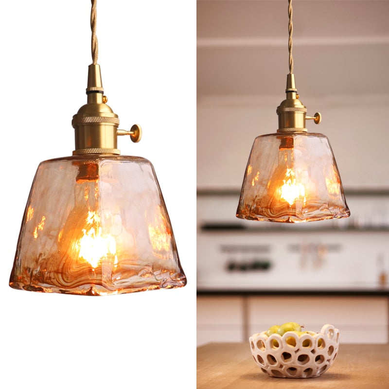 Vintage Handgeblasene Glas-Pendelleuchten