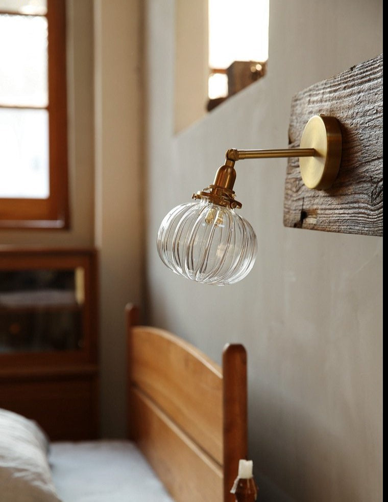 Rustikale japanische Glas-Wandlampe