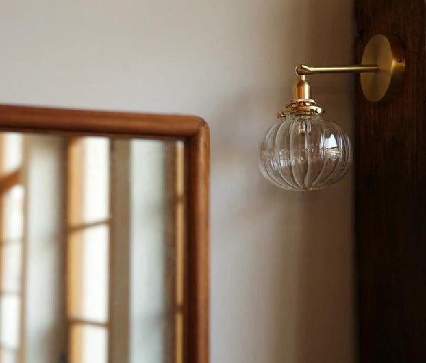 Rustikale japanische Glas-Wandlampe
