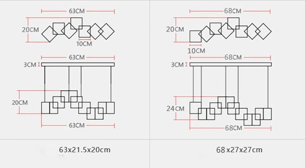 Moderne Cube LED Kronleuchter