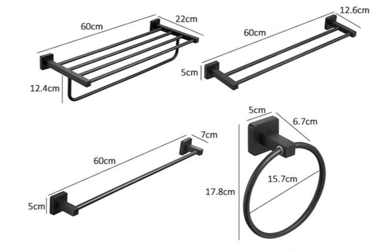 Mattschwarzes Edelstahl Badezimmer-Hardware-Set