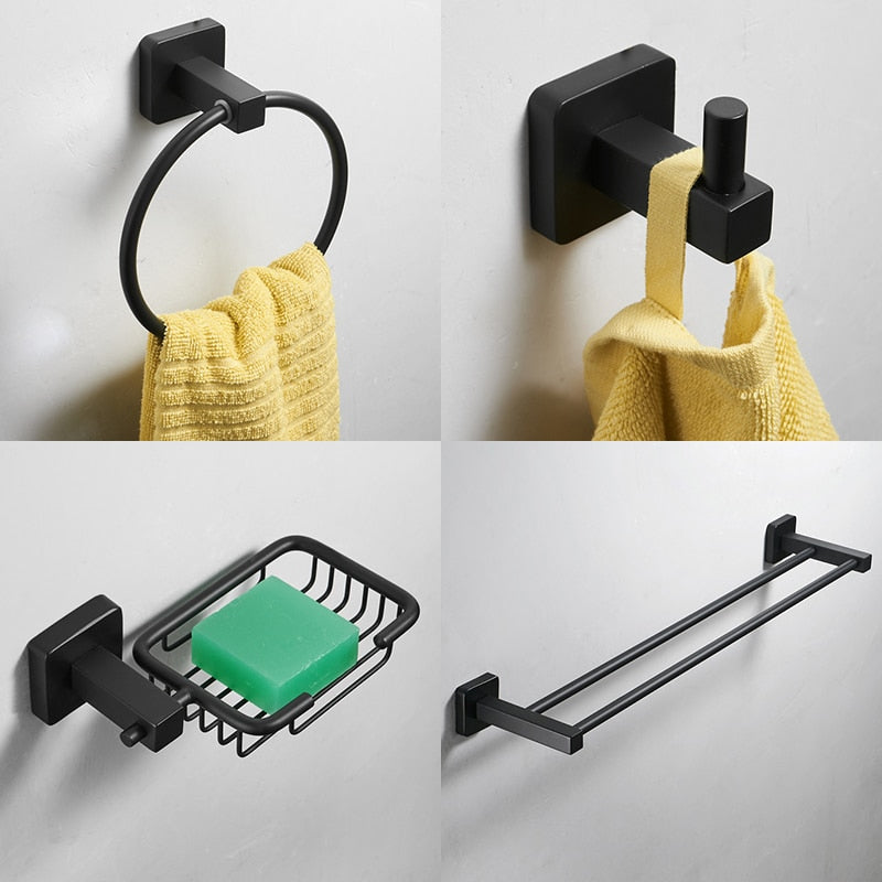 Mattschwarzes Edelstahl Badezimmer-Hardware-Set