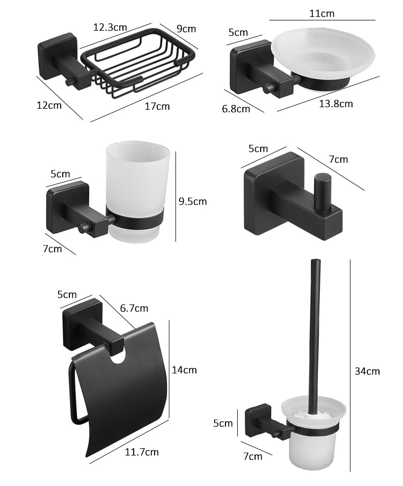Mattschwarzes Edelstahl Badezimmer-Hardware-Set