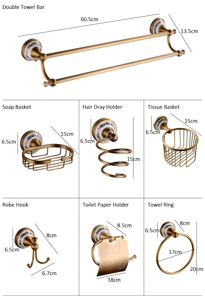 Antike Messing-Badezimmer-Set