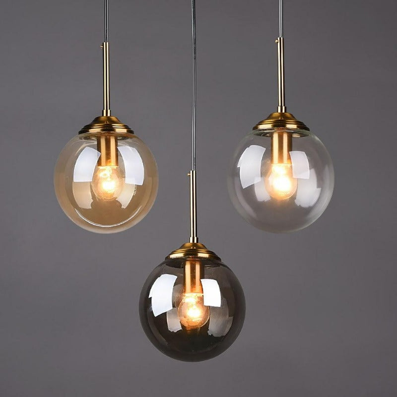 Vintage Glas-Globus Pendelleuchten